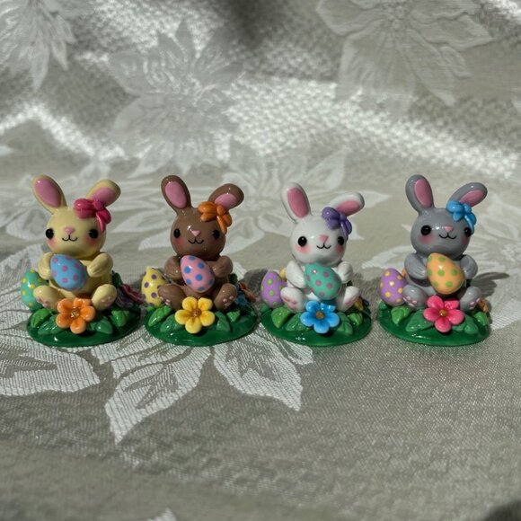 Handmade Easter Bunny Polymer Clay Figurine Sculpture Spring Rabbit Decor - Picture 11 of 11